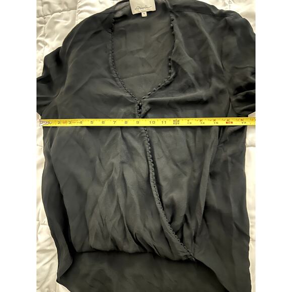 3.1 Phillip Lim Black Silk Long Sleeve V- Neck Wrap Blouse Size 0 - Picture 7 of 12